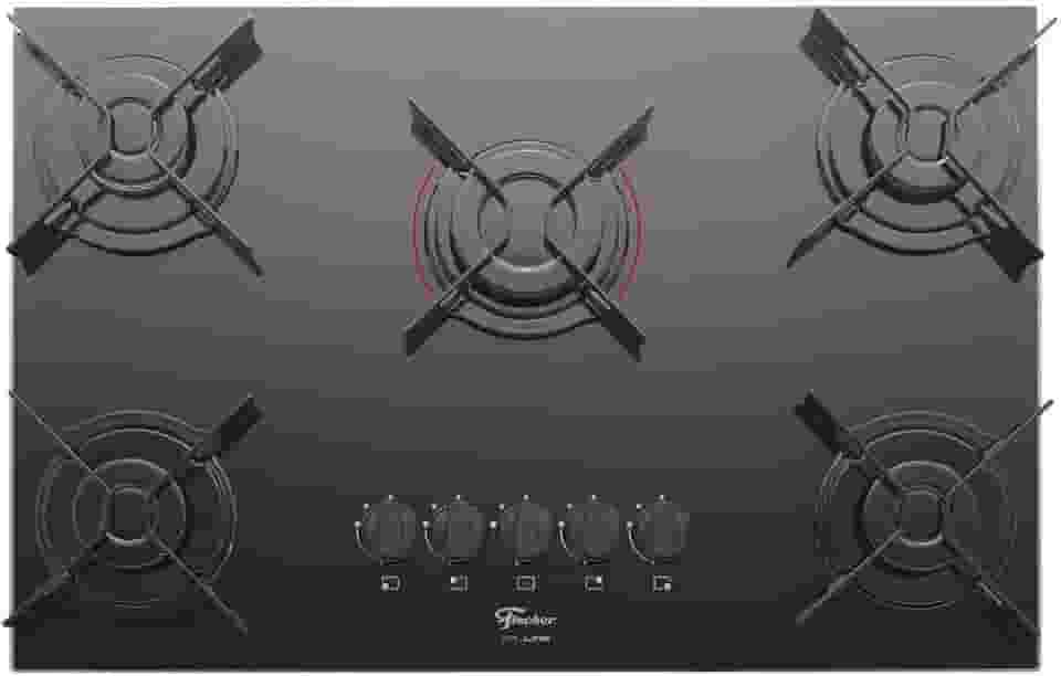 FISCHER COOKTOP À GÁS 5 BOCAS FIT LINE MESA VIDRO PRETO BIVOLT - 26343-57174