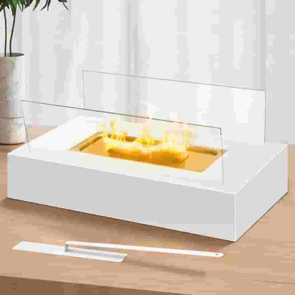 Lareira Portátil Decorativa de Mesa Branco Design Moderno 35cm, Fogareiro camping, Fogareiro