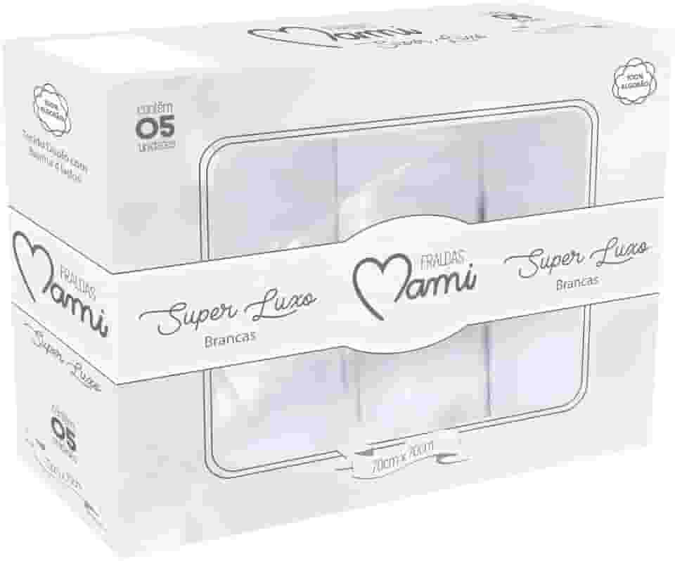 Papi Textil Fralda Super Luxo Mami c/Bainha Branca 70x70cm Caixa Contém 05 Un