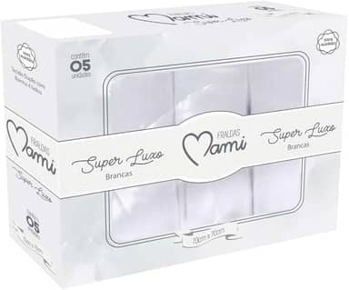 Papi Textil Fralda Super Luxo Mami c/Bainha Branca 70x70cm Caixa Contém 05 Un