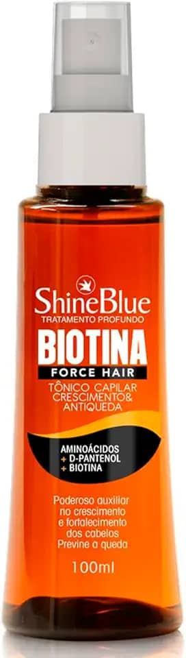 Tonico Capilar Biotina Crescimento e Antiqueda Fios do Cabelo Force Hair Shine Blue