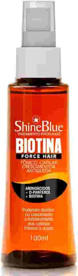 Tonico Capilar Biotina Crescimento e Antiqueda Fios do Cabelo Force Hair Shine Blue