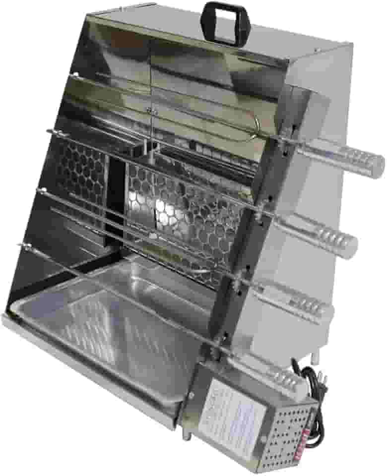 Churrasqueira Giratória Vertical Ecológica Sem Fumaça Inox 4 Espetos