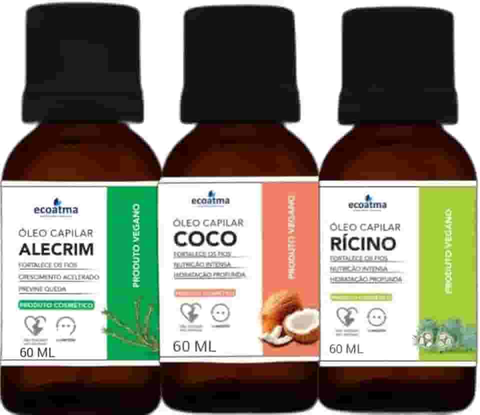 Óleo De Rícino Coco E Alecrim Terapia Capilar 30ml Cada