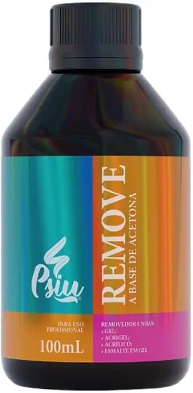 Removedor de alongamento em gel com acetona Psiu 100ml