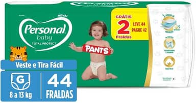 Personal Fralda Baby Total Protect Pants Grande, 44 Unidades
