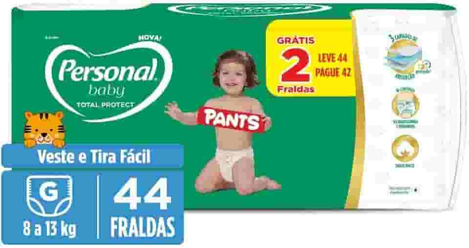 Personal Fralda Baby Total Protect Pants Grande, 44 Unidades