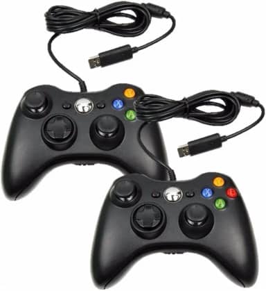 Kit 2 Controles Joystick Manete Compatível com Console Xbox 360 Slim X360 e Pc/Computador Com Fio USB