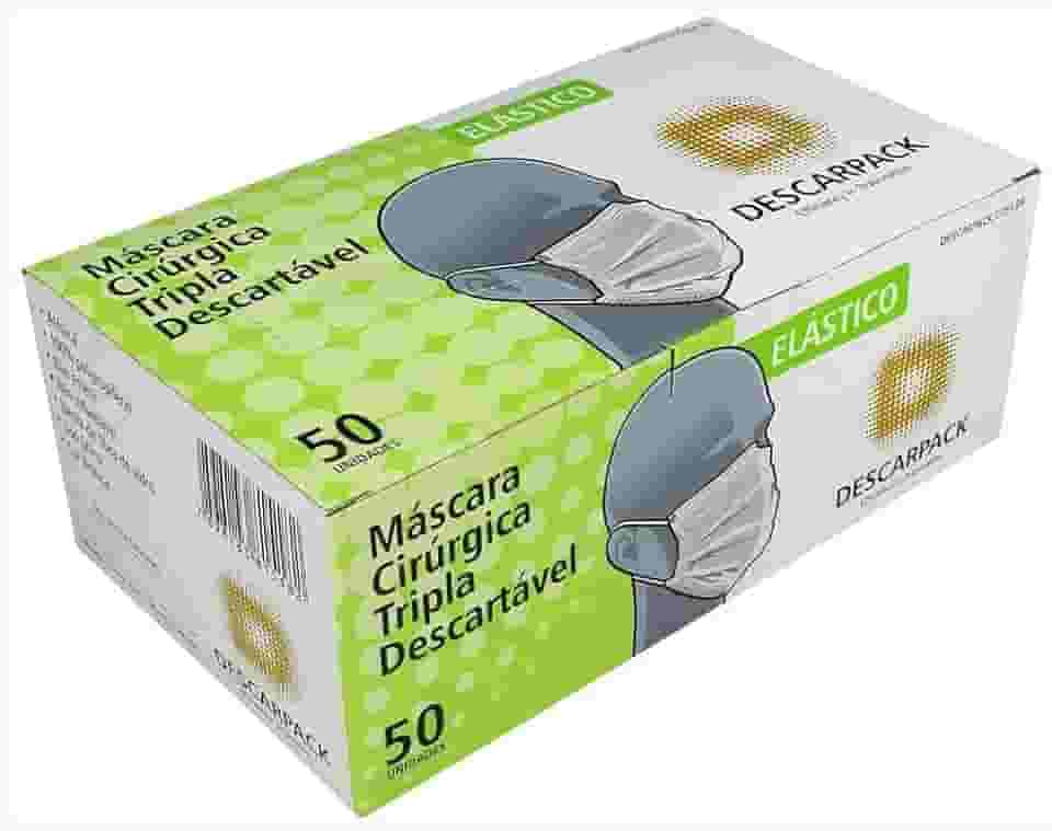 Máscara Cirurgica Branca com Elástico Descarpack 50und