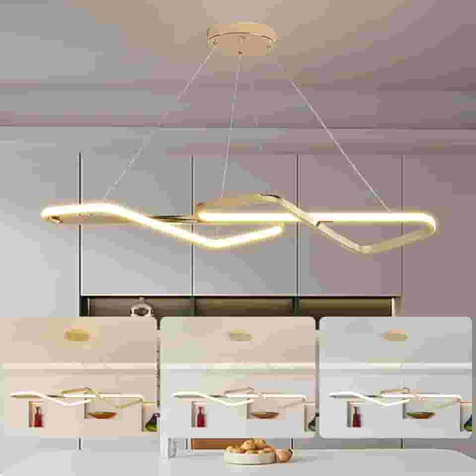 TONGCIYU Lustres para sala de jantar modernos,dimerizável Lustre pendente sala de jantar,lustre pendente com controle remoto (Ouro Polido,L84xcmW28cm 28W)
