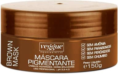 Máscara Pigmentante Marrom, Castanho Iluminado, Veggue Profissional 150g