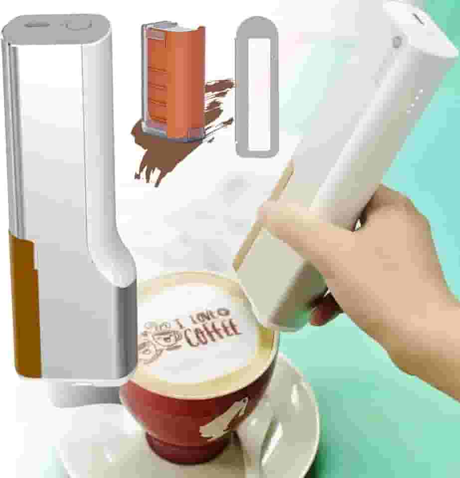 Impressora Jato De Tinta PortáTil, Mini Impressora PortáTil Com Tinta Para Alimentos E RéGua Auxiliar Para PãO, Café, Arte CulináRia,Brown