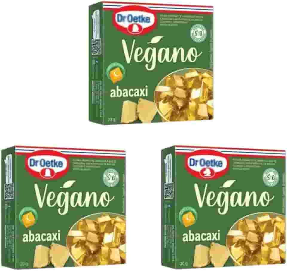Gelatina Vegana, Sabor Abacaxi, 3 Caixas com 20g cada