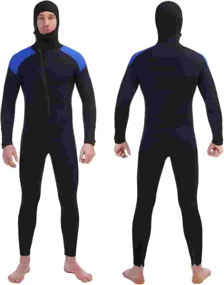 Braver Roupa de mergulho masculina de neoprene de 5 mm, mantenha-se aquecido em água fria, peça única, manga comprida, roupa de mergulho com capuz, zíper frontal, roupa de mergulho térmica