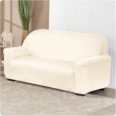 Capa de Sofá 3 Lugares com Elástico Agarradinha em Tecido Malha Gel Cores Diversas (Palha)