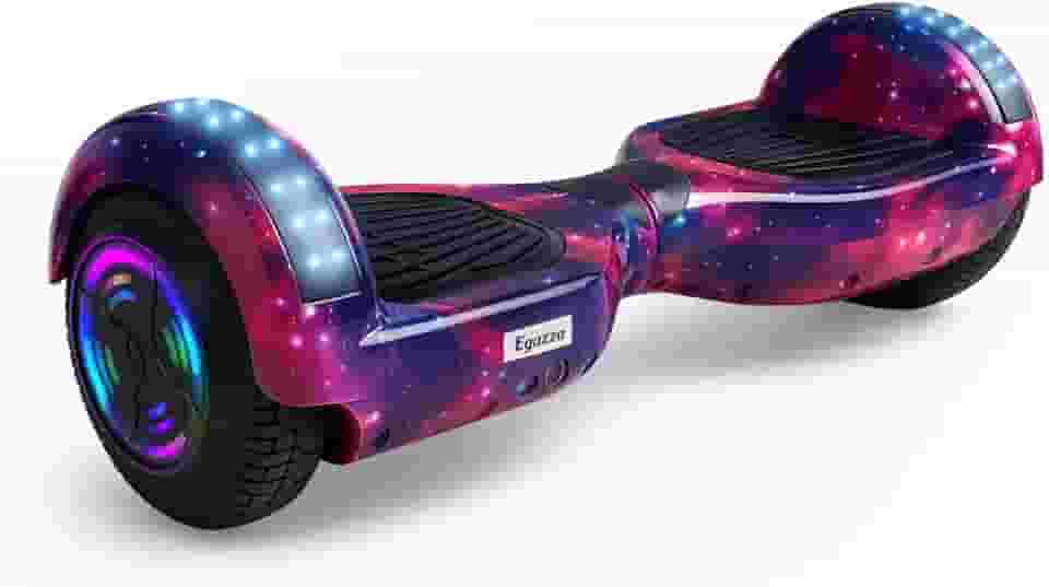 Egazza Hoverboard 6,5' com Bluetooth e Rodas LED Coloridas, Scooter de Equilíbrio Elétrica para Crianças e Adolescentes Cosmos Roxo