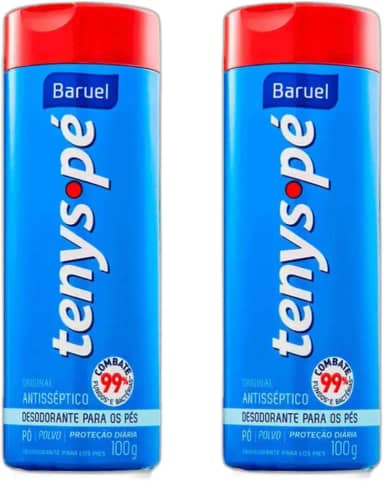 2 unidades Tenys Pé Baruel Orginal Pó 100g - Talco desodorante para os pés