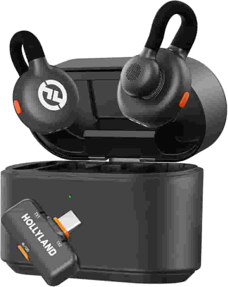 Hollyland Lark M2S Microfone de lapela sem fio com plugue USB-C para iPhone 15/16 e Androids, Clipe de Titânio, plug-and-play, Cancelamento de Ruído, Alcance de 300 m, 27 H para vlogs e YouTube