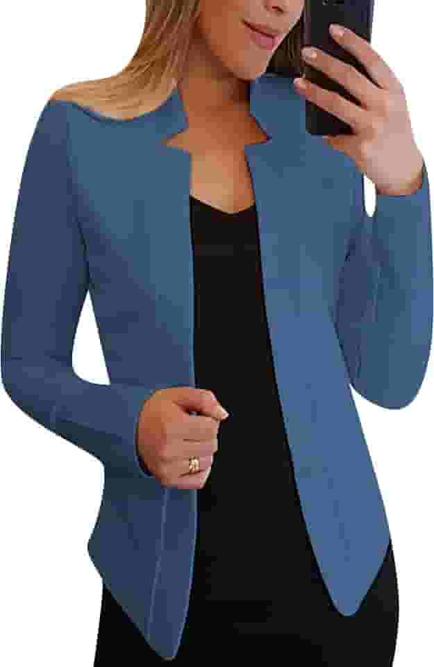 Blazer feminino com frente aberta para trabalho, casual, manga comprida, para escritório, cardigãs curtos