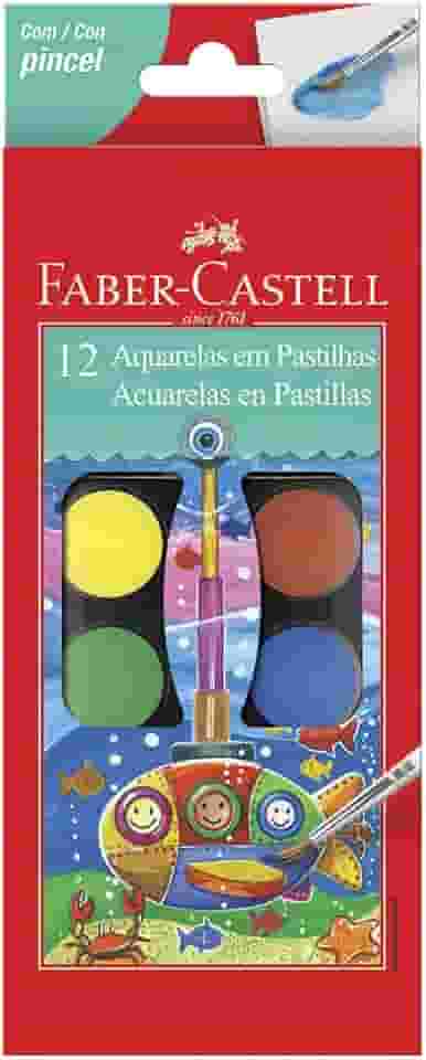 Pastilha de Aquarela Estojo com 12 Cores, Faber-Castell, 19.0012, Multicor