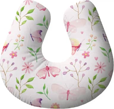 Almofada de Amamentação Ergonômica para Bebê e Mamãe Antialérgica | Suporte para Amamentar com Conforto – Borboleta Aquarela Flores