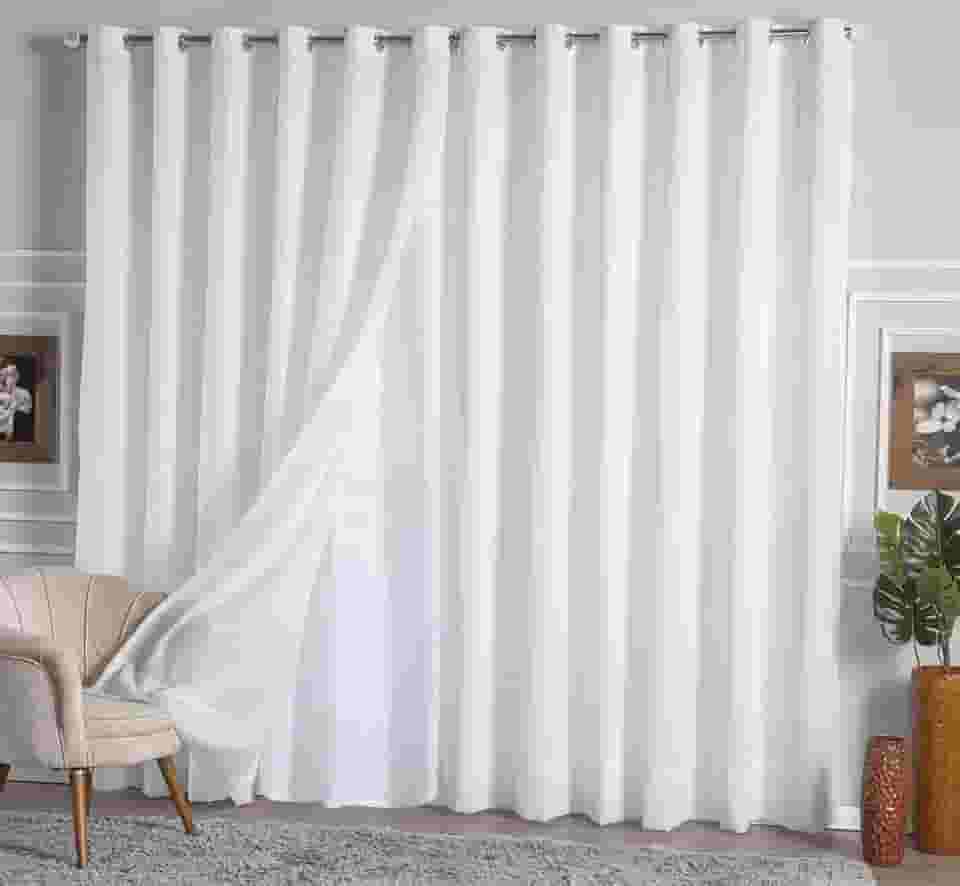 Cortina Linho Flame Voil de Gaze 2,80m x 2,50m com Forro e Abraçadeira - Branco
