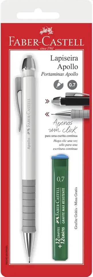 Lapiseira 0.7mm com Grafite, Faber Castell, SM/07LA, Apollo, Cores Sortidas