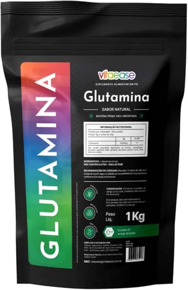 L-Glutamina 1kg | 100% Importada | vitaease (1kg, Sem sabor)