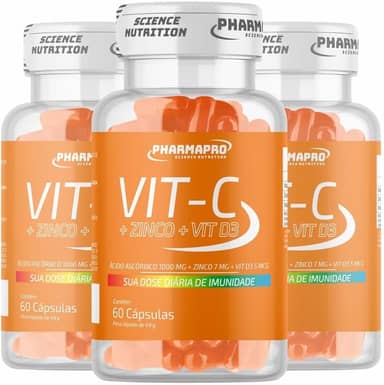 Kit 3x Vitamina C 1000mg e D3 Com Zinco Pura Pote 60 Capsulas imunidade 30 Doses Importado Original