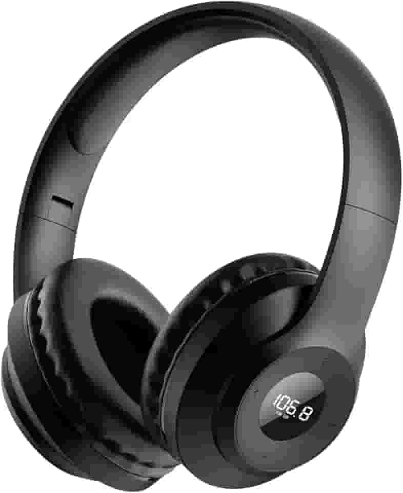 Fones de Ouvido de Rádio Fm Recarregáveis e Portáteis X5 com Melhor Recepção, Display Led, Protetores de Ouvido Macios, Receptor de Rádio de Fone de Ouvido Fm para Reuniões, Trabalhos, Caminh