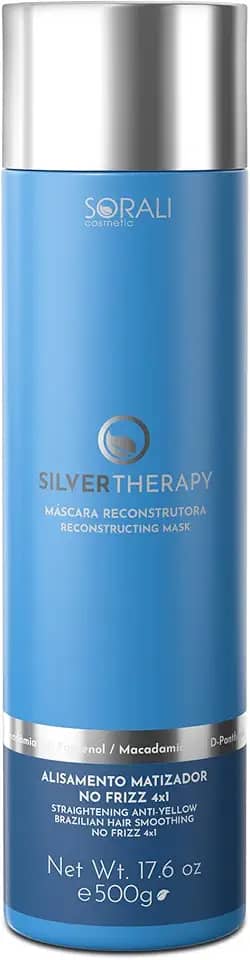 SILVER THERAPY PROGRESSIVA SEM FORMOL 500ml – Alisamento, Redução de Volume e Matização para Cabelos Loiros, Grisalhos e Platinados - Sorali Cosmetics