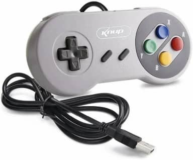 Knup Controle Retrô Super Nintendo USB, USB, Compatível com PC, Mac, Linux e Raspberry, Gamepad, Elétrico com fio