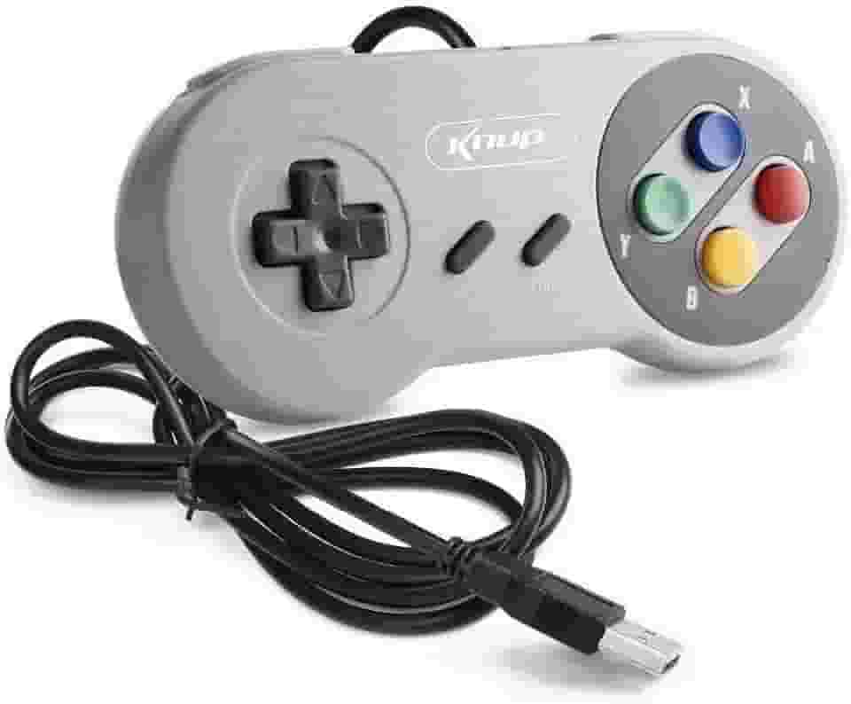 Knup Controle Retrô Super Nintendo USB, USB, Compatível com PC, Mac, Linux e Raspberry, Gamepad, Elétrico com fio