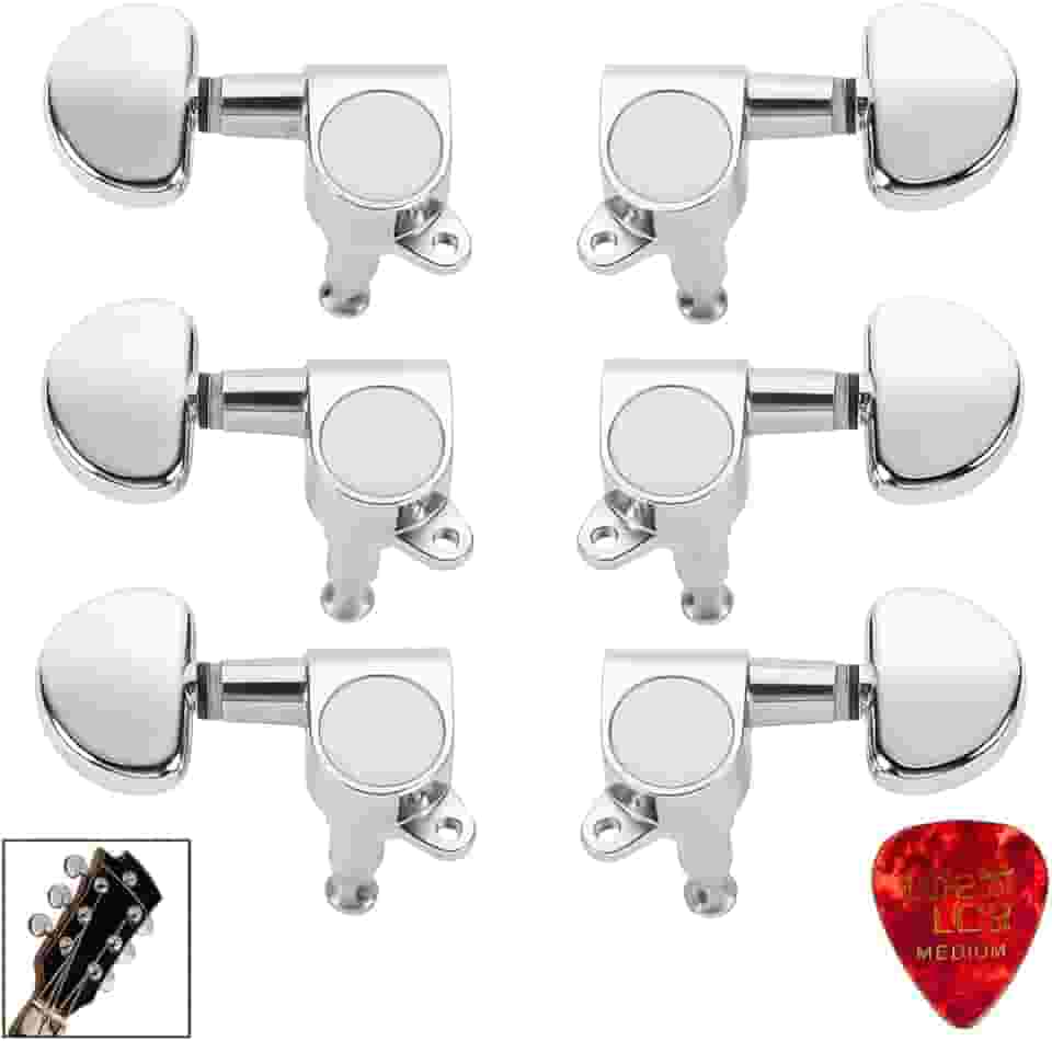 Jogo Tarraxa Blindada Violão 3+3 Pino Grosso Afinadores Reforçados Compatível Tagima/Strinberg, Engrenagem Óleo‑Metal, Instalação Fácil e Durabilidade Premium