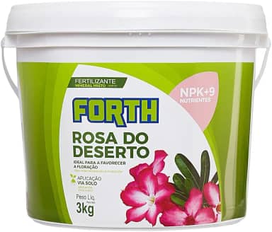 Forth Rosa do Deserto, Fertilizante Mineral, NPK + Micronutrientes, Floração, Fórmula Granulada, Nutrição Balanceada, Balde, 3kg