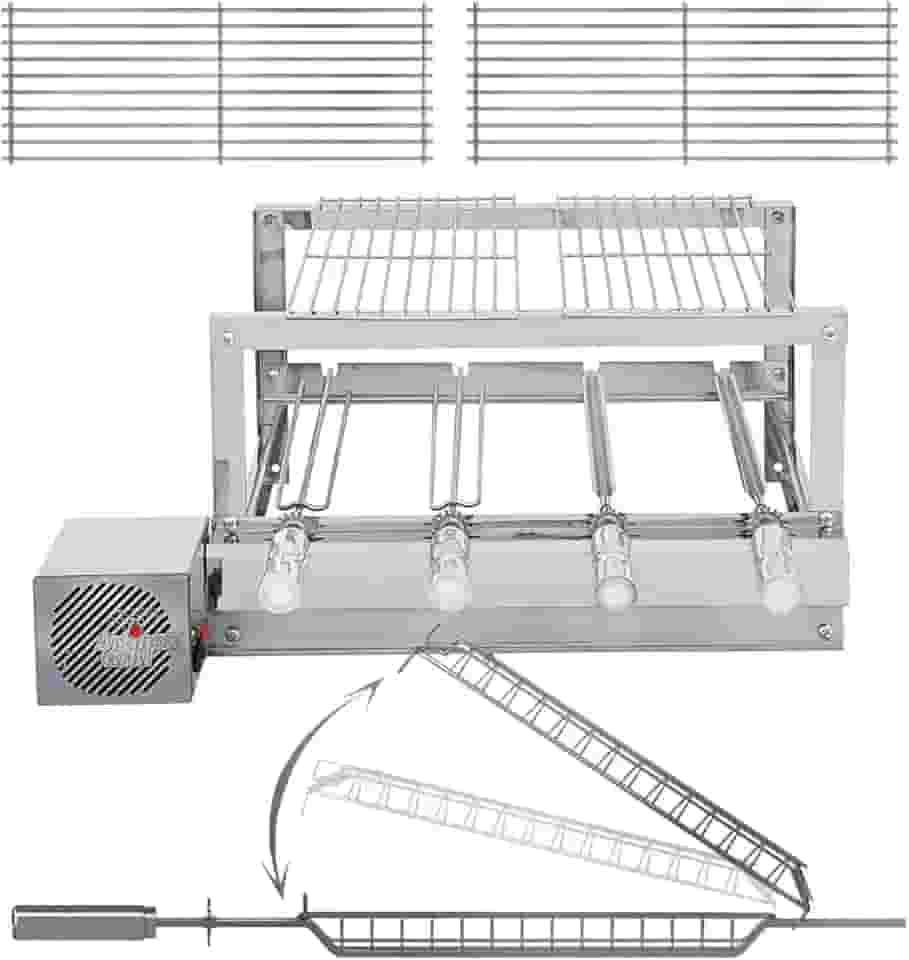 Churrasqueira Grill Inox - Artinox Grill - 4 Espetos Giratórios + 2 Grelhas Móveis + Grelha Giratória Peixe/Frango