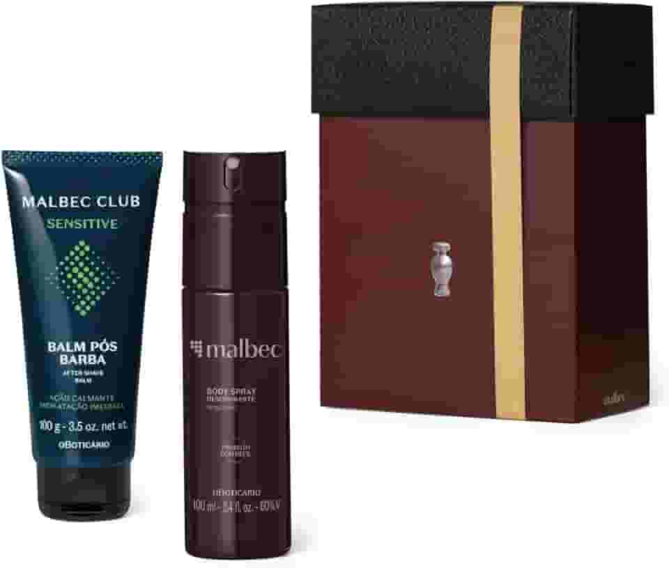 Kit Malbec Cuidados: Body Spray 100ml e Balm Pós Barba 100g