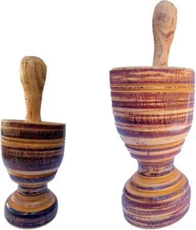 Kit Pilão P(13CM) e Pilão G(20CM) de madeira socador de alho