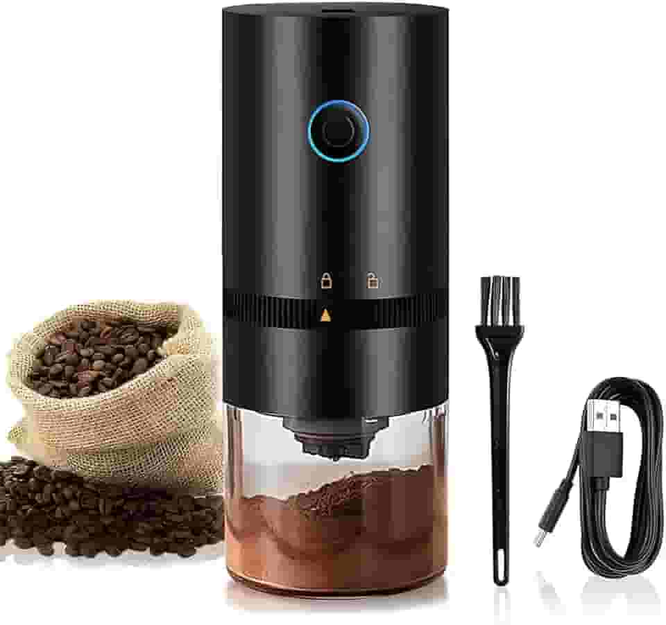 Moedor de Café Elétrico Ajustável Portátil Triturador De Grãos Café Automático Recarregável Usb Regulagem De Moagem (Preto)