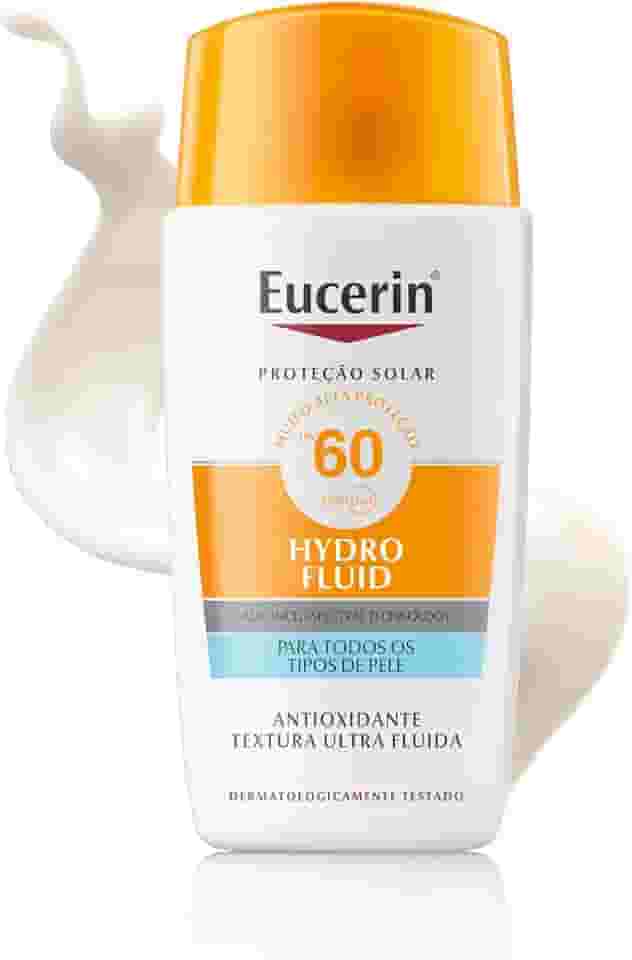 EUCERIN Protetor Solar Facial Ultra Fluido FPS 60 50ml, Hydro Fluid, Antioleosidade, Antioxidante, Rosto, Proteção UVA, UVB e Luz Visível