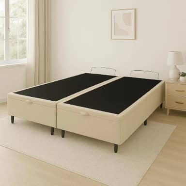 Base de Cama Box Com Baú Queen ou King - bEGE (Bege, King Suede)