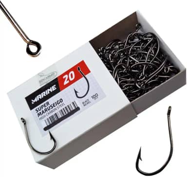 100 Anzol de Pesca Preto Marine Sport Super Maruseigo N°20