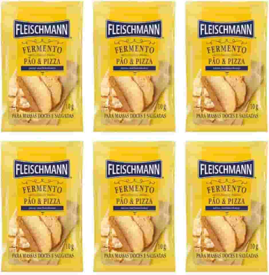 Kit 6 Fermento Biológico Pão e Pizza Seco Fleischmann 10g