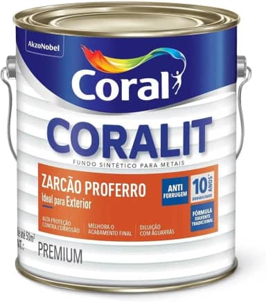 Fundo Zarcão Proferro Coralit, Premium, Laranja, 0.9 L, Coral