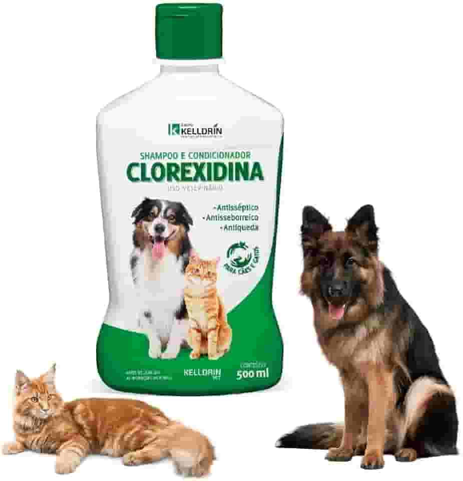 Shampoo e Condicionador Clorexidina 5x1 para Cães e Gatos Kelldrin 500ml
