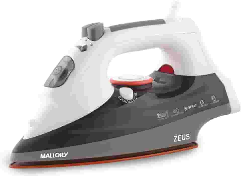 Ferro de passar Mallory Zeus 2 em 1 – Vapor e Seco com Base Em Cerâmica, Capacidade de 300ml, Temperatura Máxima ± 250oC - 127V