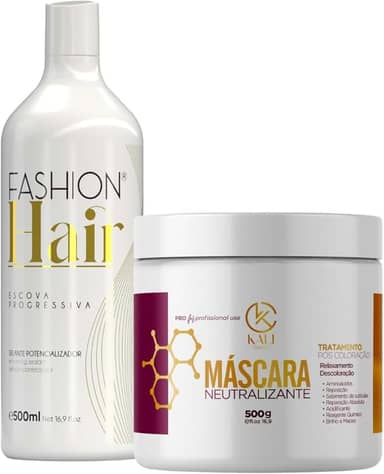 Kit Escova Progressiva Fashion Hair 500ml + Mascara Neutralizante 500g