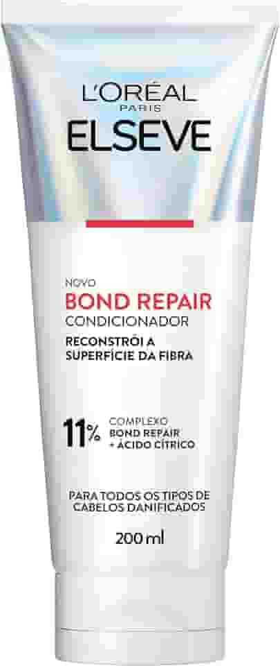L'Oréal Paris Elseve Bond Repair Condicionador Reparação Molecular com Ácido Cítrico, Sela Cutículas e Reconstrói Ligações, Devolve Força, Brilho e Maciez aos Cabelos Danificados, 200ml