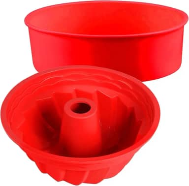 Formas de Silicone Assadeiras Antiaderente Suporta 230°C Para Forno Freezer Air Fryer Micro-ondas Bolo Pudim Pão Kit 2 Peças Vermelho