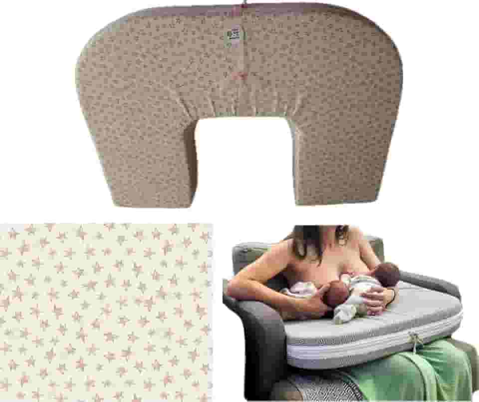 Almofada para amamentação bebê e gêmeos simullâneos grande. (Rosa)